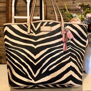 Coach Black & Tan Parker Metro Zebra Tote NWOT